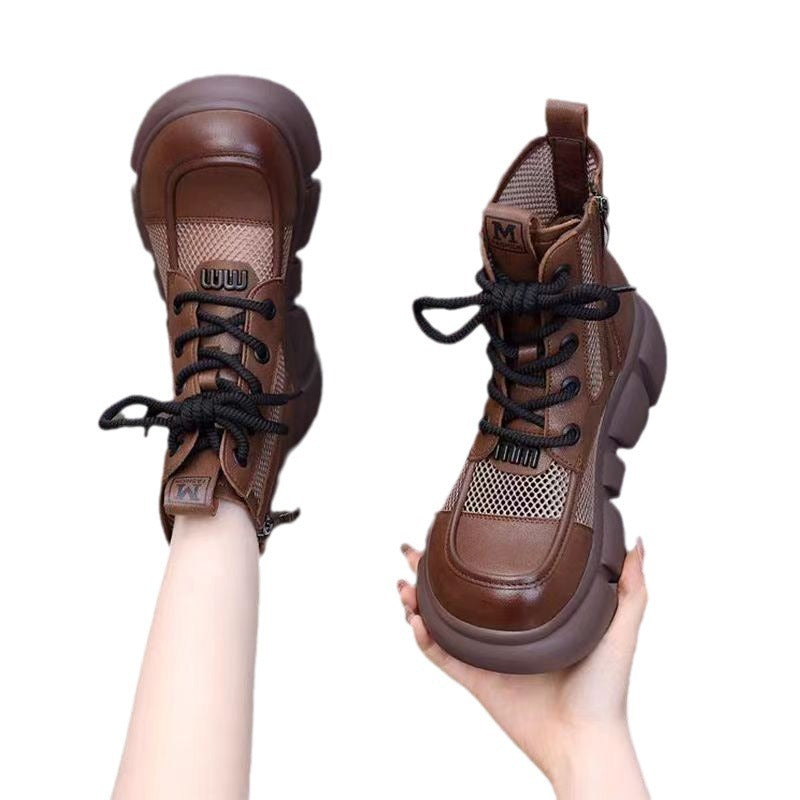 Damen Sportliche High-Top Sneakers mit Luftdurchlässigem Mesh und Chunky Sohle EB