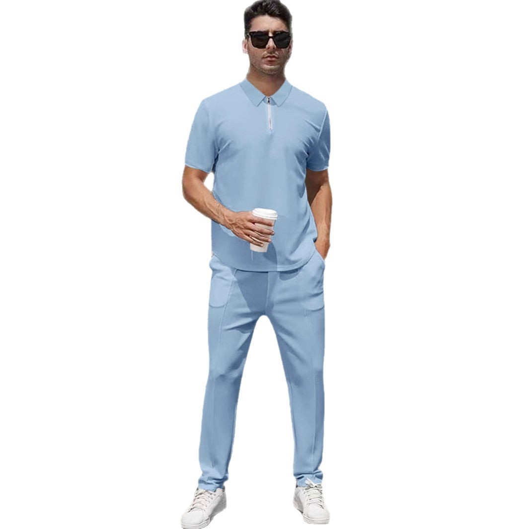 Herren nan urbanes Reise-Poloshirt mit kurzem Frontreißverschluss, elastischem Interlock und knitterarmer Pflege EB