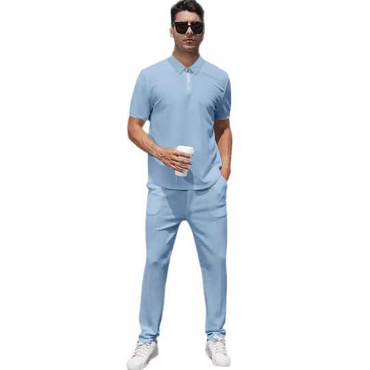 Herren nan urbanes Reise-Poloshirt mit kurzem Frontreißverschluss, elastischem Interlock und knitterarmer Pflege EB