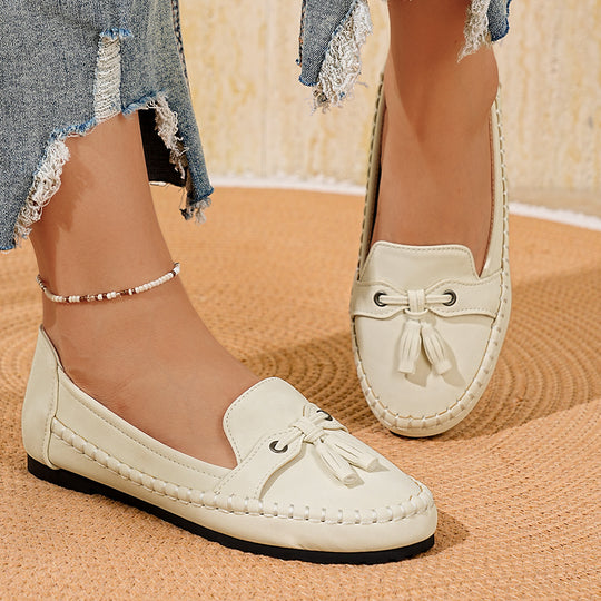 Damen  klassische Mokassin-Slipper mit Quasten und weichem Komfortfußbett EB