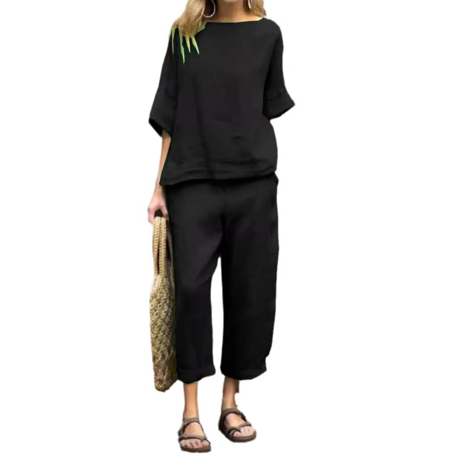 Damen lässiges Lounge-Set aus atmungsaktivem Stoff EB