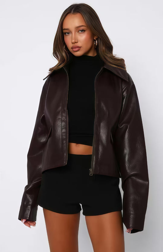 Damen elegante cropped jacke im minimalistischen Stil EB