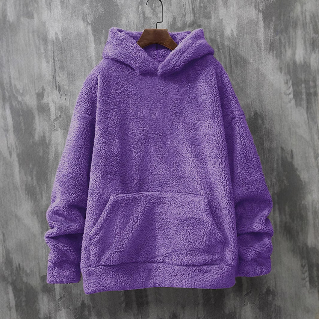 Damen kuscheliger Fleece-Hoodie mit Kängurutasche und Kapuze EB