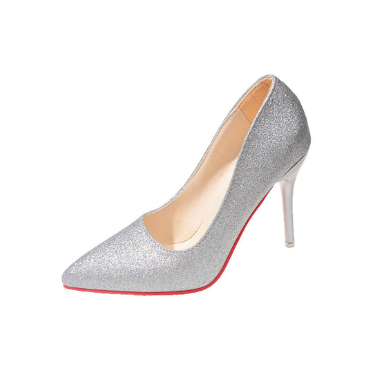 Damen Glitzernde High Heels mit elegantem spitzem Design und rutschfestem Fußbett EB