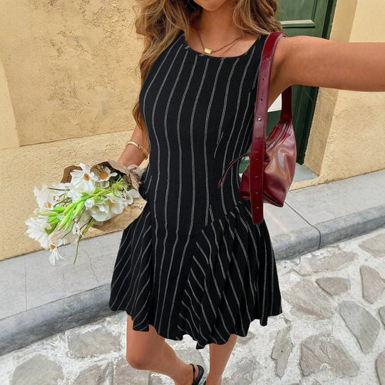 Damen Freizeitkleid mit lässigem Schnitt und gestreiftem Design EB