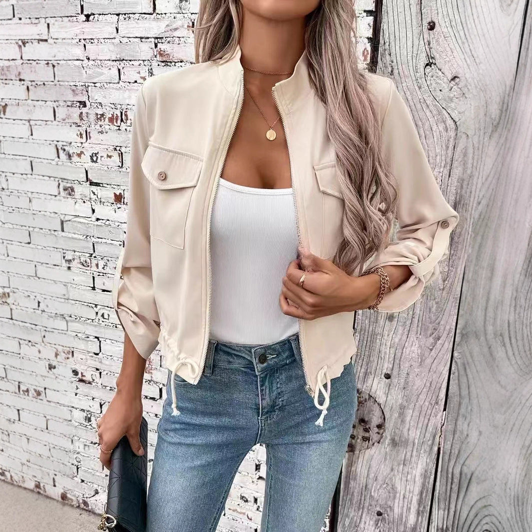 Damen lässige Utility-Jacke mit hochwertigen Details und verstellbarem Saum EB