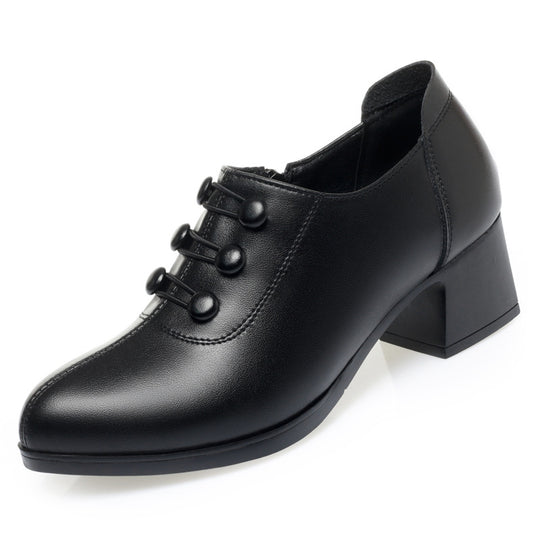 Damen elegante Slipper mit modischem Knopfdetail und komfortablem Blockabsatz EB