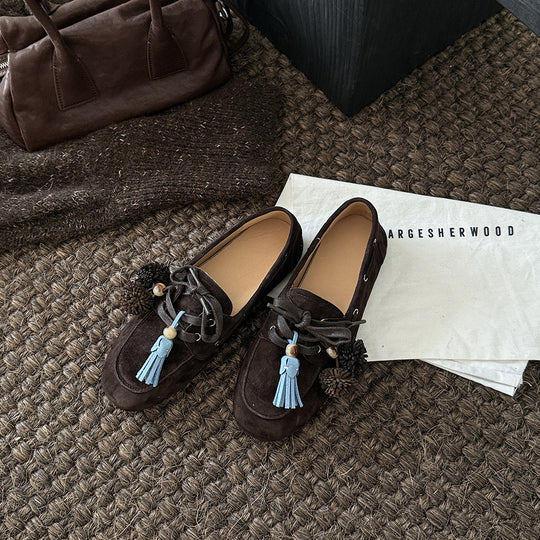 Damen Mokassins mit dekorativem Quasten-Design und weichem Wildleder EB