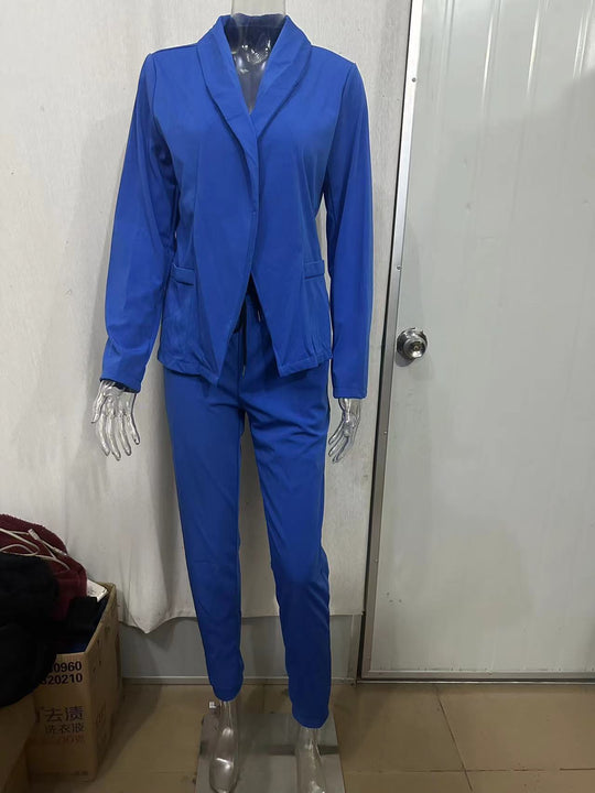 Damen nan zweiteiliges Blazer-Jogger-Set mit tailliertem Blazer und elastischer Bundhose EB