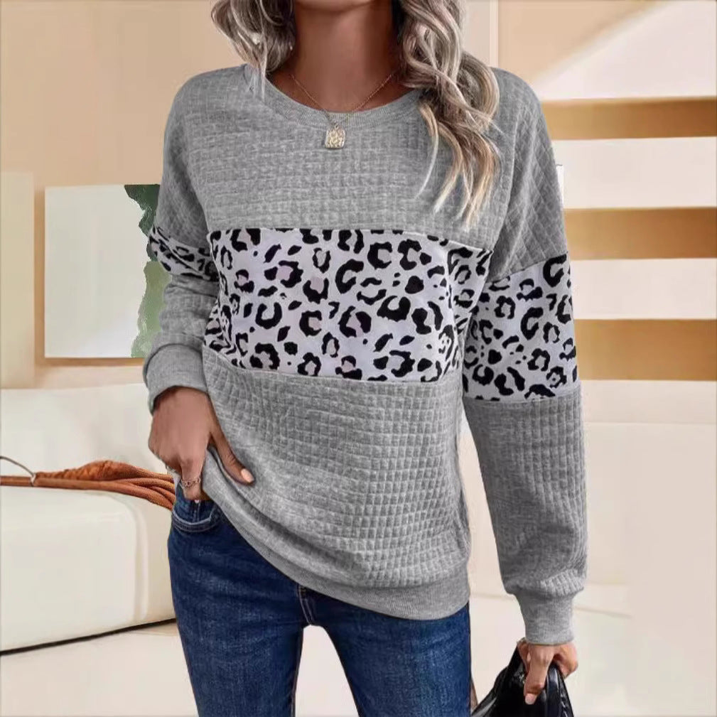 Damen Sweatshirt mit Leopardenmuster und strukturiertem Stoff EB