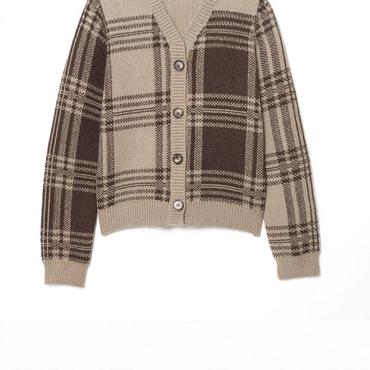 Damen Gemusterte Strickjacke mit Knopfdetails EB