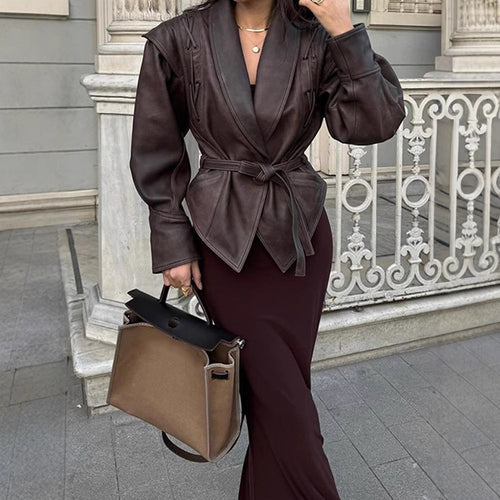 Damen Designer blazer mit Gürtel und dekorativen Schnüroptiken EB