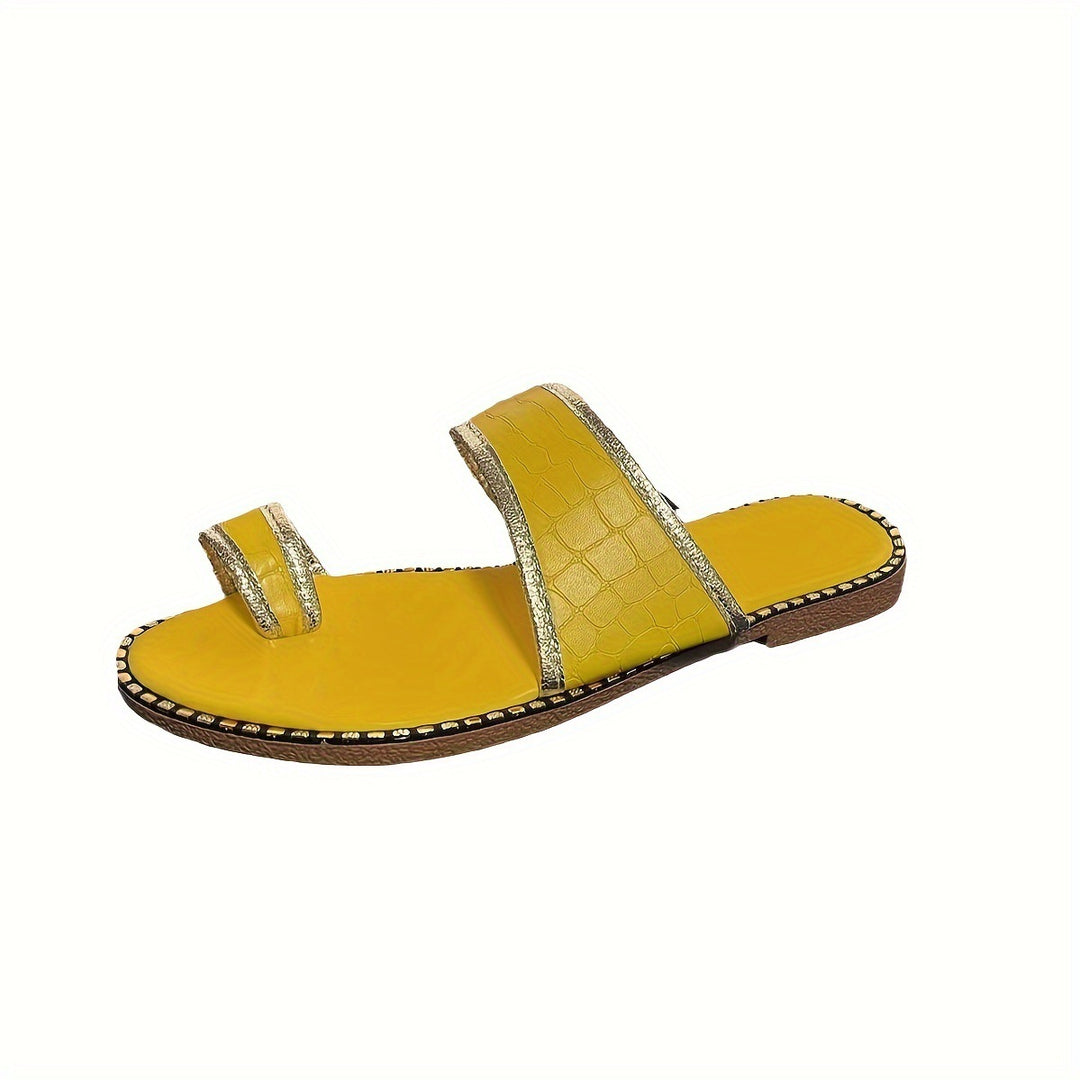 Damen elegante Slide-Sandalen mit luxuriösen goldenen Akzenten EB