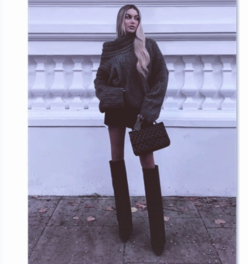 Damen Kuscheliger Strickpullover mit angesagtem Off-Shoulder-Ausschnitt EB