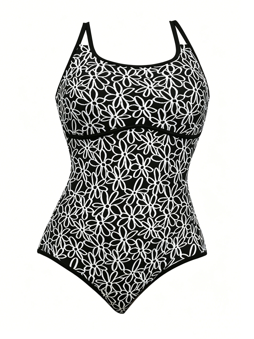 Damen Sportlicher Einteiler Badeanzug mit floralem Muster EB