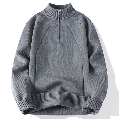 Herren Strickpullover mit hohem Kragen und Reißverschluss EB