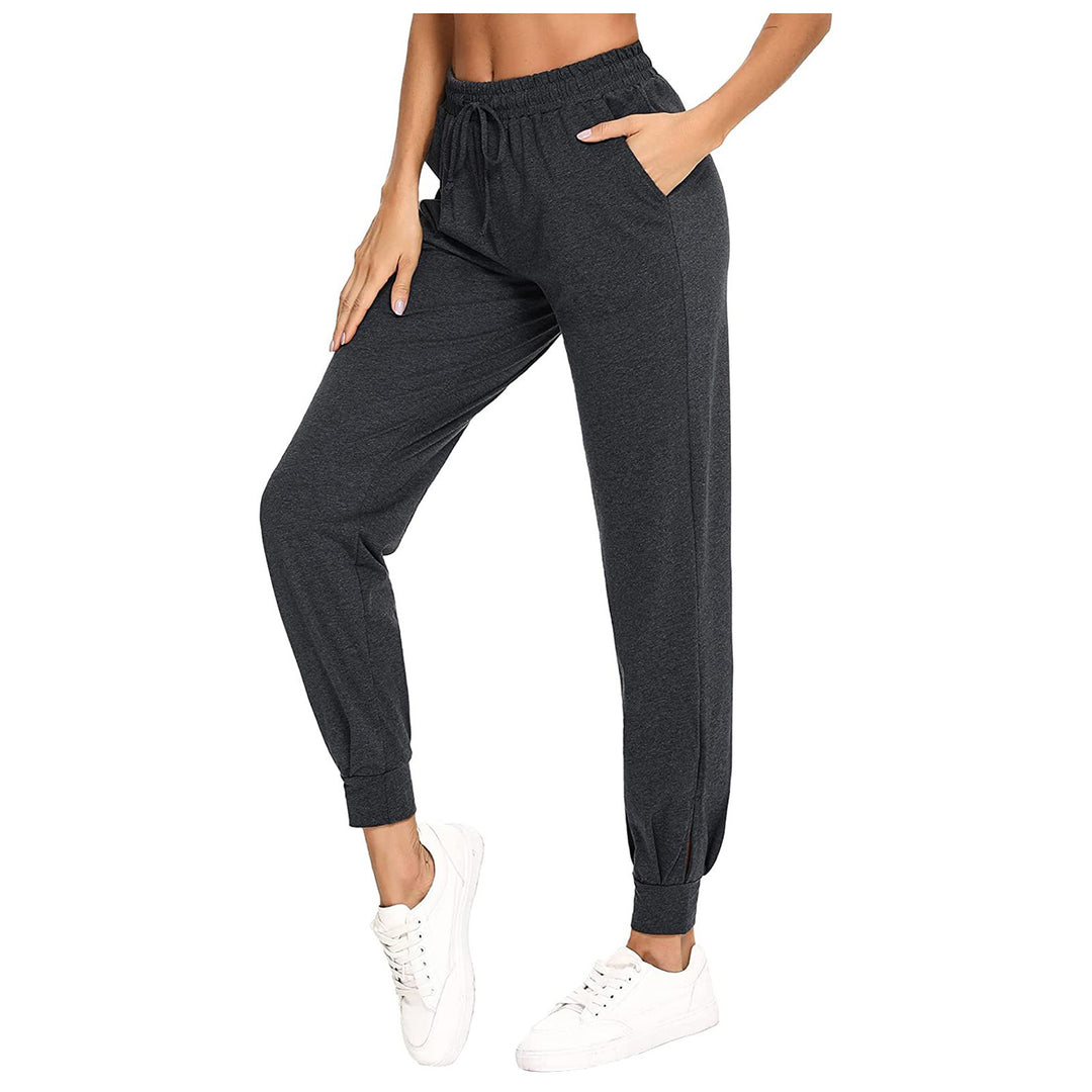 Damen Bequeme Sporthose mit elastischem Bund und seitlichen Taschen EB