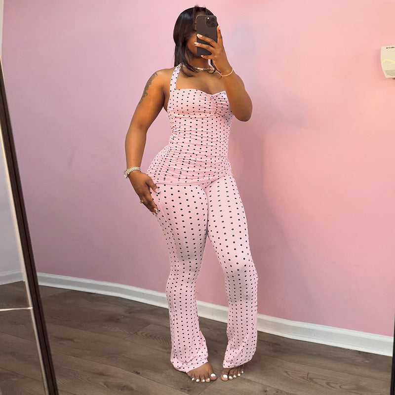 Damen Eleganter Crop-Top und Flared-Hosen Set EB