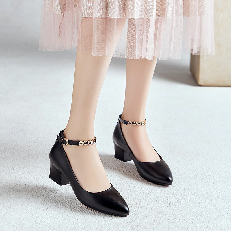 Damen Elegante Pumps mit verstellbarem Riemchen und luxuriösem Schmuckdetail EB