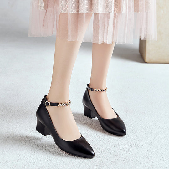 Damen Elegante Pumps mit verstellbarem Riemchen und luxuriösem Schmuckdetail EB