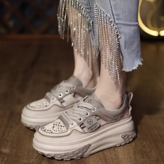 Damen Chunky Sneakers mit luftiger Mesh-Oberfläche und strapazierfähiger Sohle EB