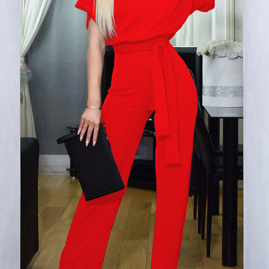 Damen lässiger Zweiteiler mit elegantem Taillengürtel EB