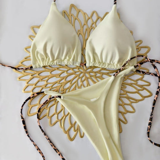 Damen Bikini-Set mit trendigem Animal-Print und modischem Schleifen-Detail EB