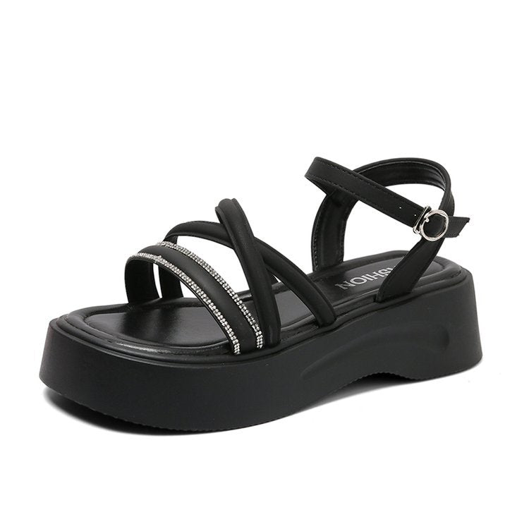 Damen Plateausandalen mit funkelndem Riemen EB