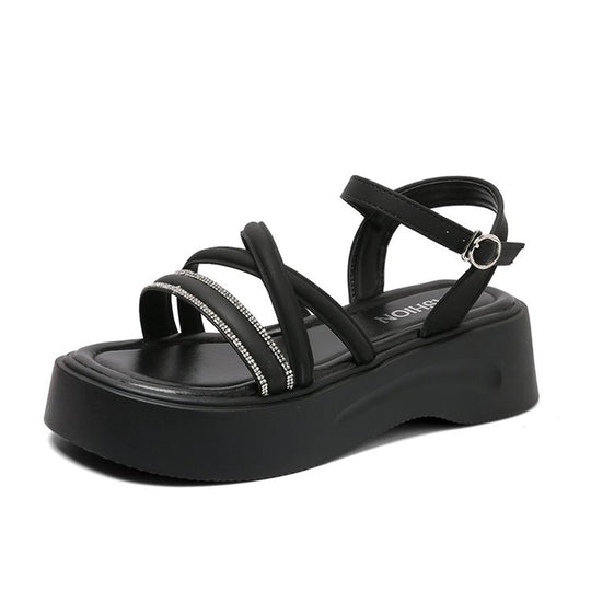 Damen Plateausandalen mit funkelndem Riemen EB