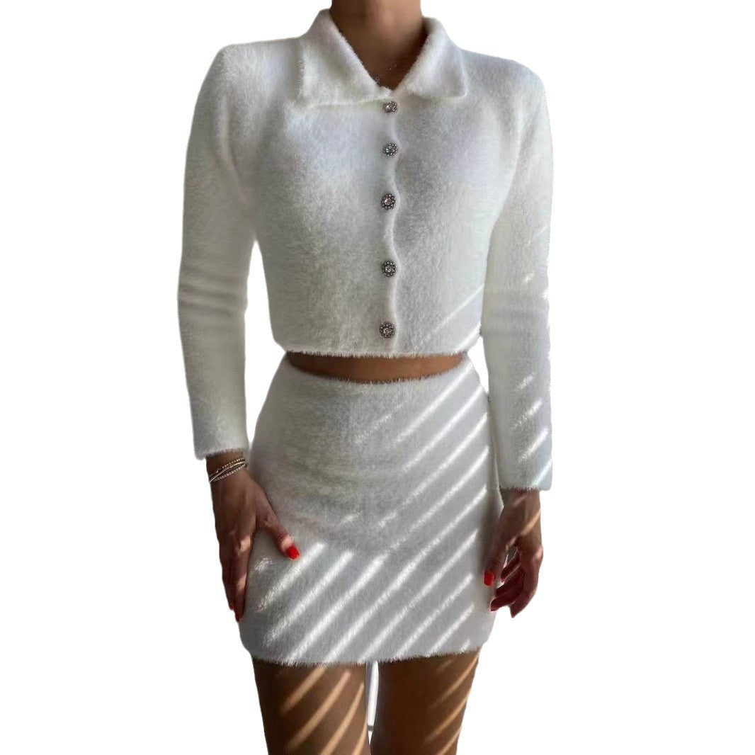 Damen Set mit kurzem Cardigan und Minirock EB
