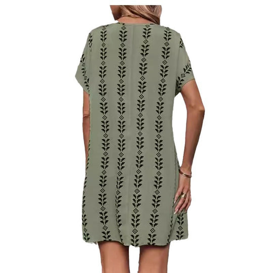 Damen lässiges Freizeitkleid mit trendigem Blumenmuster und komfortablem Schnitt EB