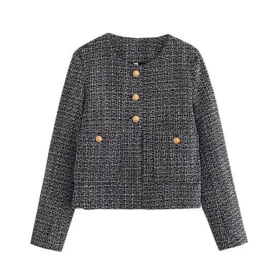 Damen Modische Tweedjacke mit strukturiertem Gewebe EB
