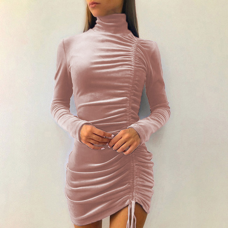 Frauen Samt Bodycon Kleid EB