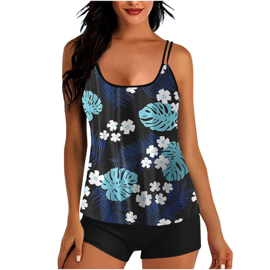 Damen Sportoberteil mit floralem Design und integriertem Shorts EB