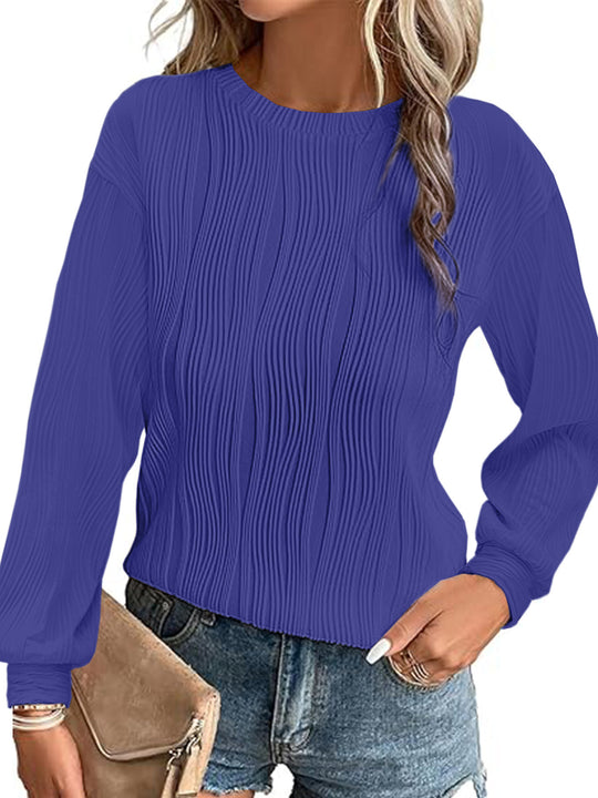 Damen plissierter Langarm-Pullover EB