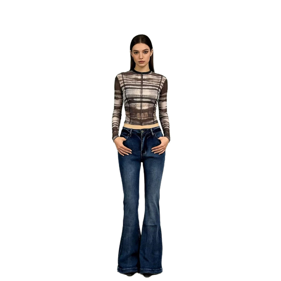 Damen elegantes cropped Oberteil mit Puffärmeln und Vintage-Stickerei EB