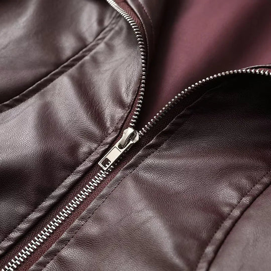 Damen Kunstlederblousonjacke mit weitem Schnitt und lässigen Details EB