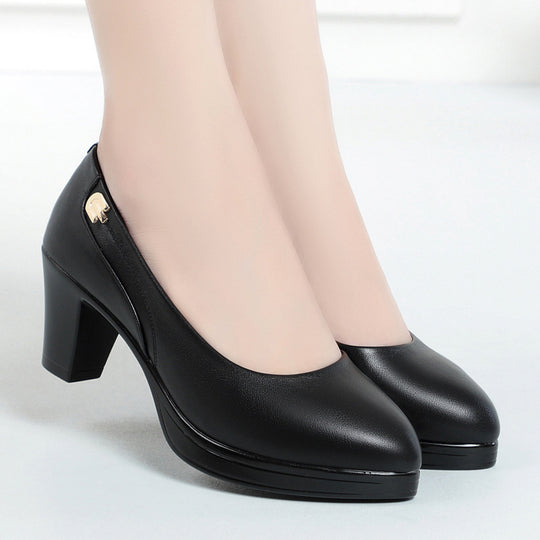 Damen Elegante Blockabsatz-Pumps mit verziertem Riemen und komfortabler Sohle EB