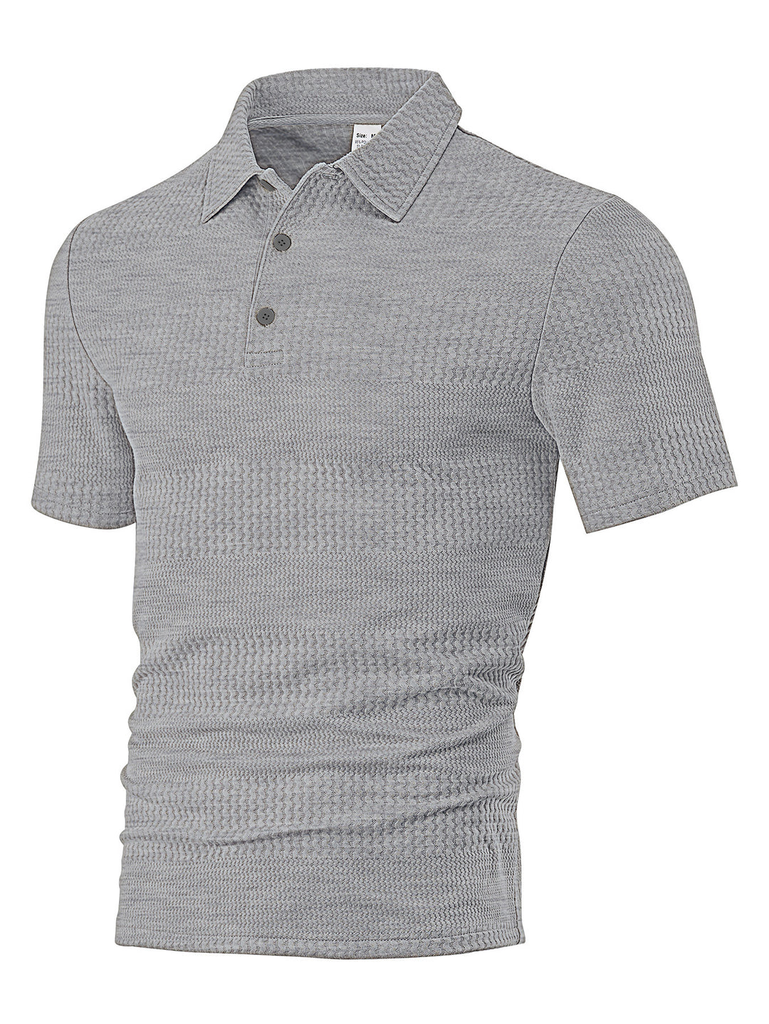 Herren nan körperbetontes Kurzarm-Polo aus elastischem Jacquardstrick mit Hemdkragen EB