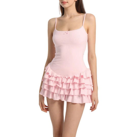 Damen Figurbetontes Rüschens Kleid EB