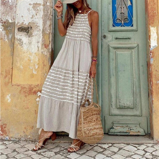 Damen Langes Sommerkleid mit eleganten Streifen von EB