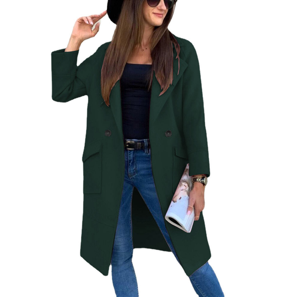Damen lässiger Oversized-Mantel mit modernen Taschen und elegantem Revers EB