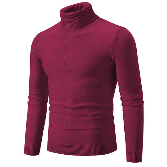 Herren nan feiner Rollkragenpullover mit Strukturnähten, slim-fit und geripptem Bündchen EB