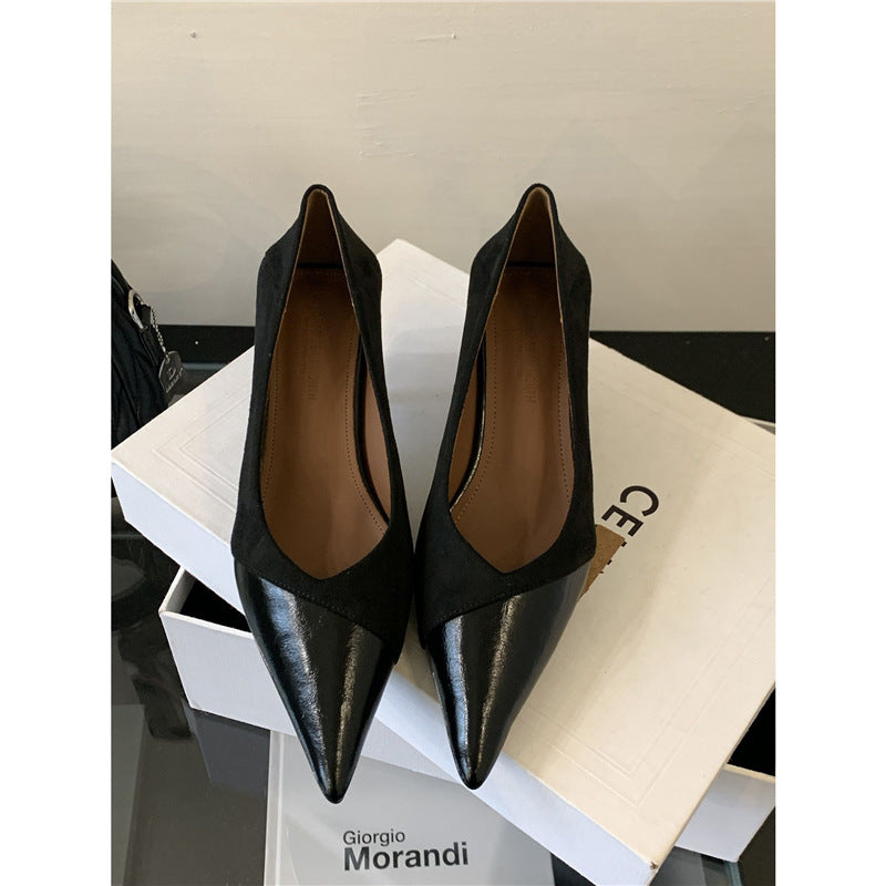 Damen spitze Pumps aus hochwertigem Veloursleder und Lack EB
