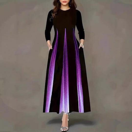 Damen Elegantes Maxikleid mit einzigartigem Farbverlauf und praktischen Taschen EB
