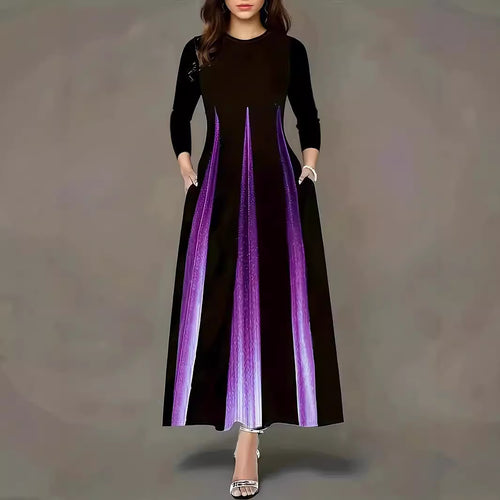 Damen Elegantes Maxikleid mit einzigartigem Farbverlauf und praktischen Taschen EB