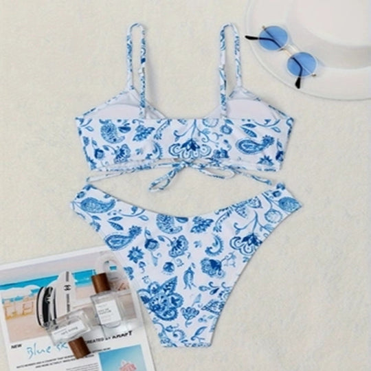 Damen Bikini-Set mit floralem Design und raffinierter Schnürung EB