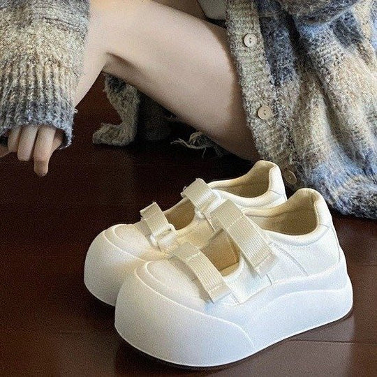 Damen Bequeme Plateau-Sneaker mit verstellbarem Klettverschluss EB