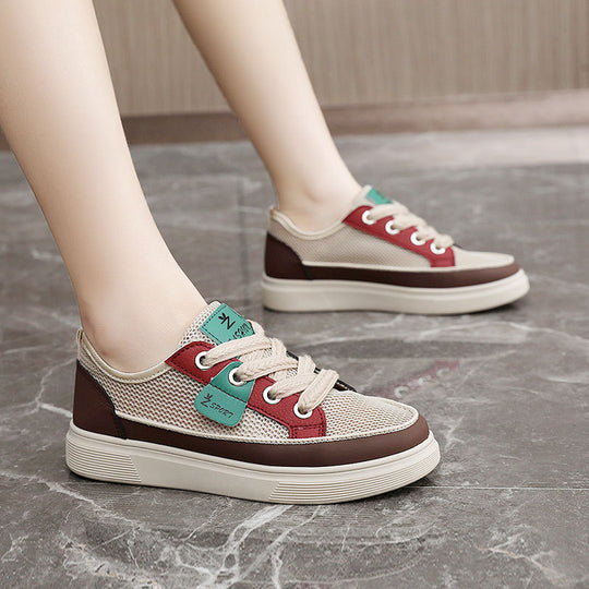 Damen Atmungsaktive Freizeitsneaker mit elastischer Schnürung und rutschfester Sohle EB