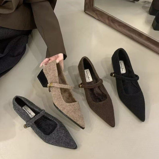 Damen elegante Ballerina-Schuhe mit modischem Riemchen und komfortabler Innensohle EB
